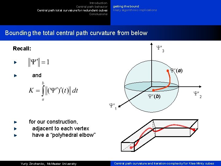 Introduction Central path behavior Central path total curvature for redundant cubes Conclusions getting the