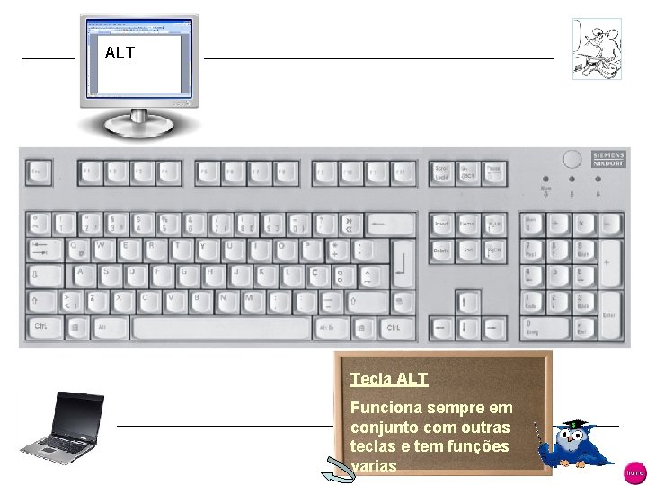 ALT Tecla ALT Funciona sempre em conjunto com outras teclas e tem funções varias