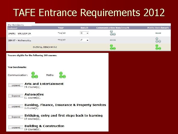 TAFE Entrance Requirements 2012 