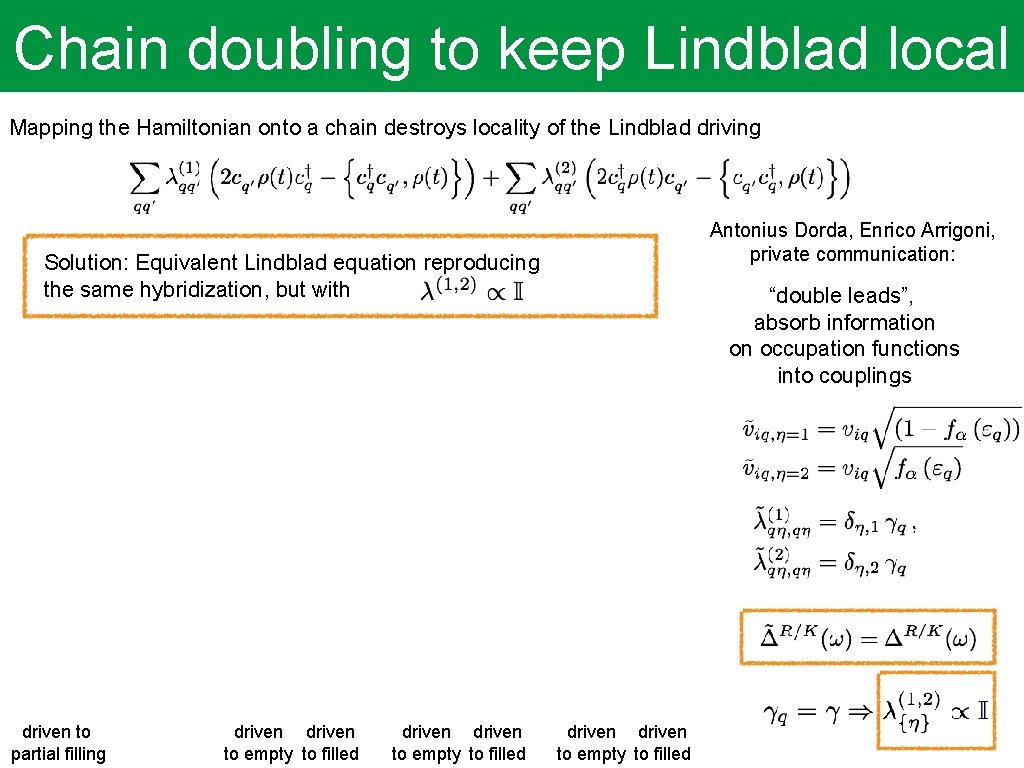 Chain doubling to keep Lindblad local Mapping the Hamiltonian onto a chain destroys locality