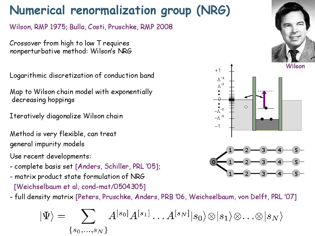 Numerical renormalization group (NRG) Wilson, RMP 1975; Bulla, Costi, Pruschke, RMP 2008 Crossover from