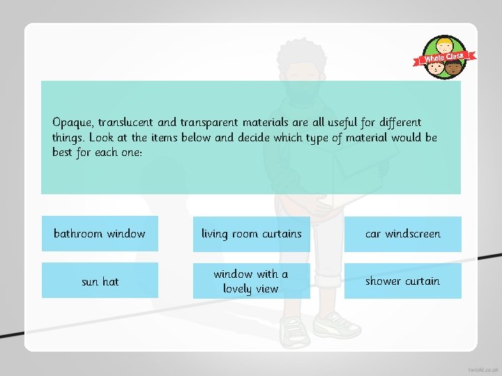 Opaque, translucent and transparent materials are all useful for different things. Look at the Opaque, translucent and transparent materials are all useful for different things. Look at the