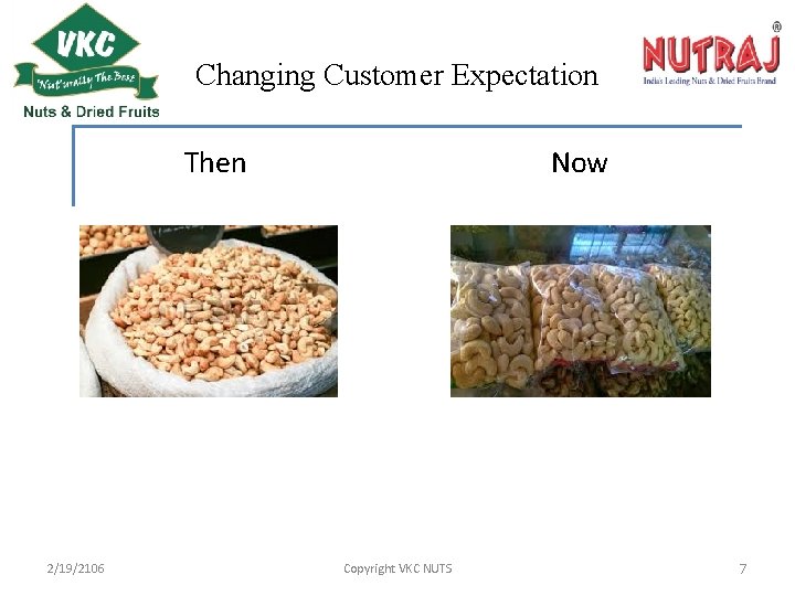 Changing Customer Expectation Then 2/19/2106 Now Copyright VKC NUTS 7 