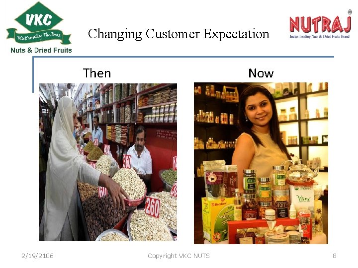 Changing Customer Expectation Then 2/19/2106 Now Copyright VKC NUTS 8 