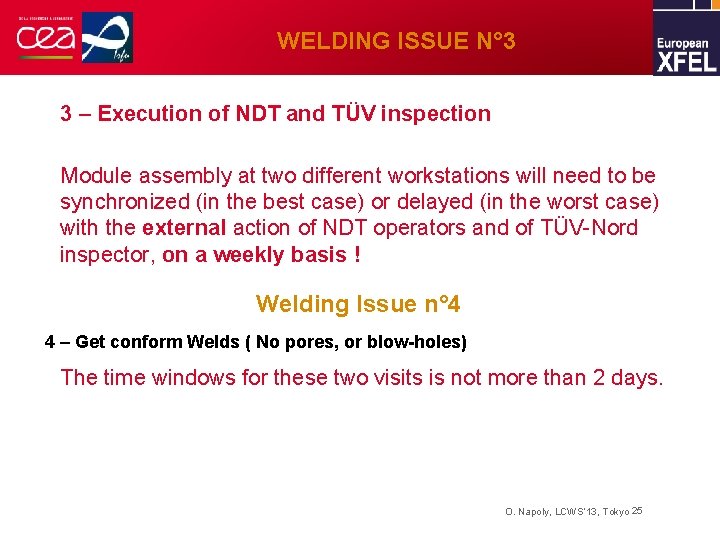 WELDING ISSUE N° 3 3 – Execution of NDT and TÜV inspection Module assembly