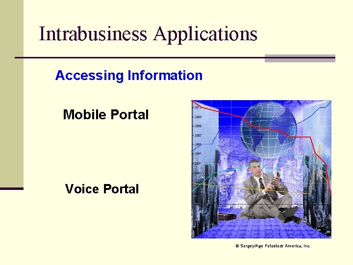 Intrabusiness Applications Accessing Information Mobile Portal Voice Portal © Sergey/Age Fotostock America, Inc. 