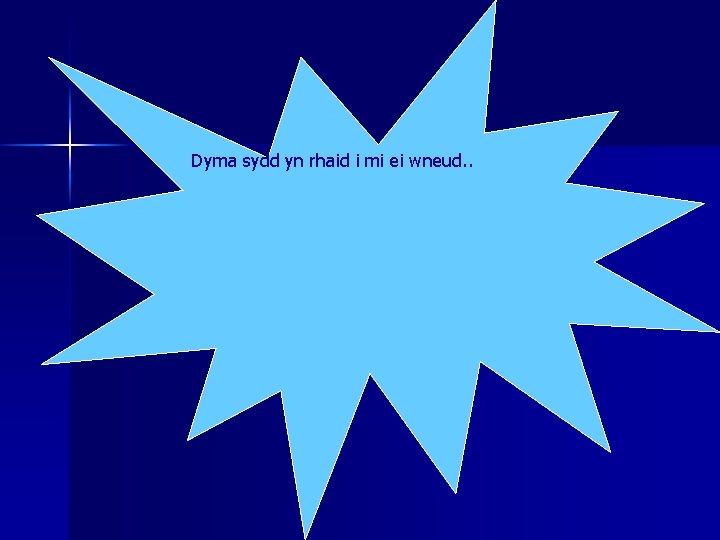 Dyma sydd yn rhaid i mi ei wneud. . 