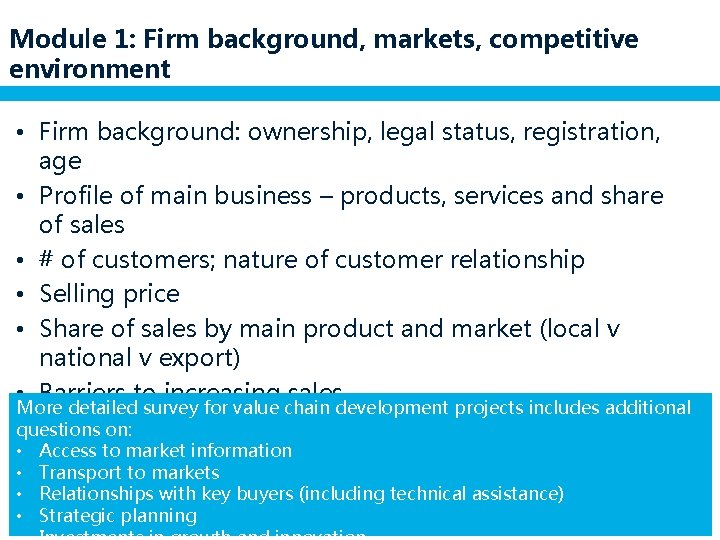 Module 1: Firm background, markets, competitive environment • Firm background: ownership, legal status, registration,