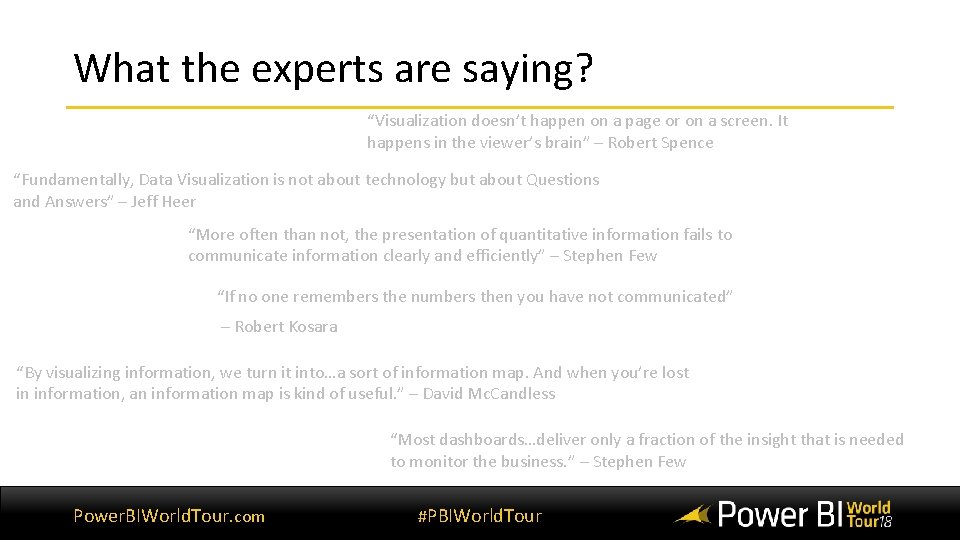 What the experts are saying? “Visualization doesn’t happen on a page or on a