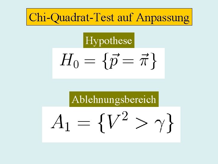 Chi-Quadrat-Test auf Anpassung Hypothese Ablehnungsbereich 