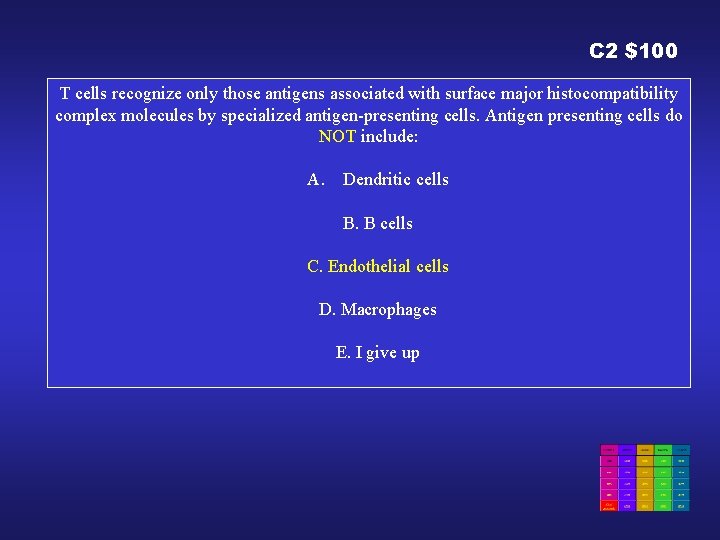 C 2 $100 T cells recognize only those antigens associated with surface major histocompatibility