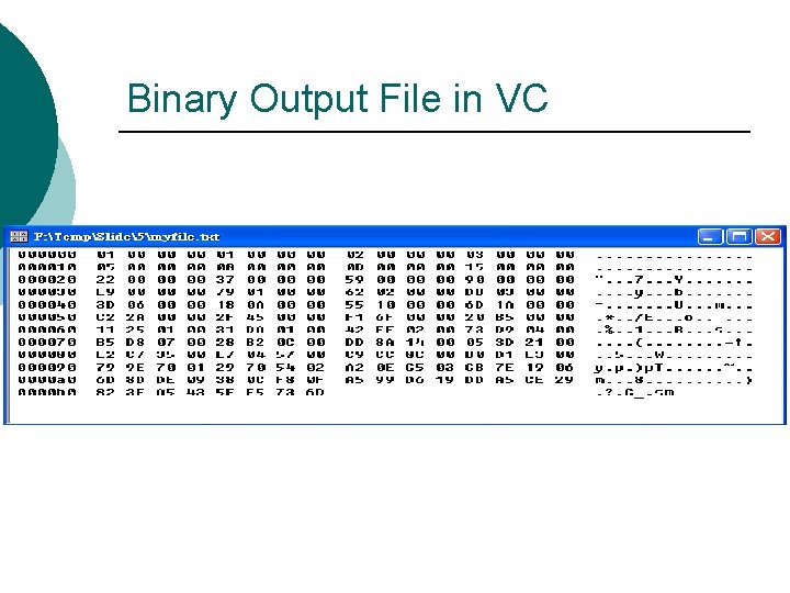 Binary Output File in VC Binary Output File in VC