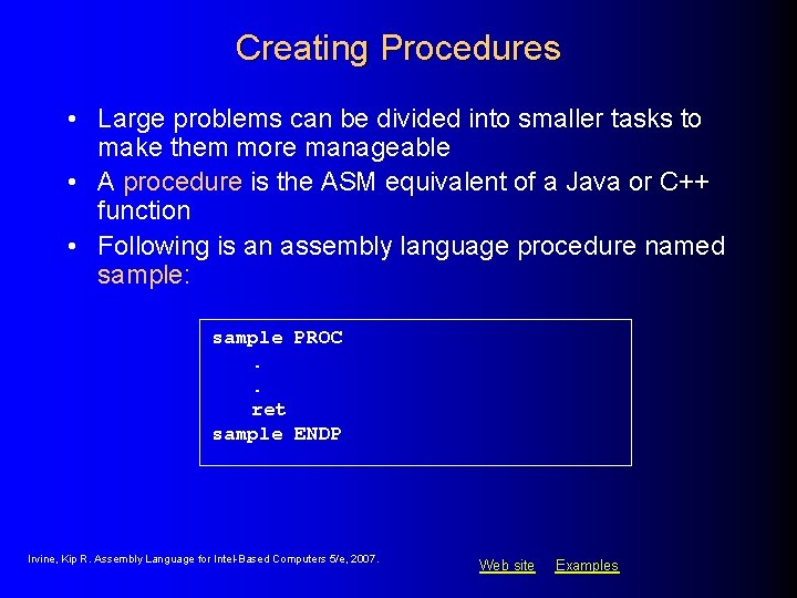 Creating Procedures • Large problems can be divided into smaller tasks to make them