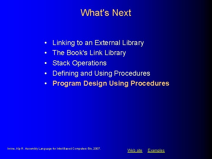 What's Next • • • Linking to an External Library The Book's Link Library What's Next • • • Linking to an External Library The Book's Link Library
