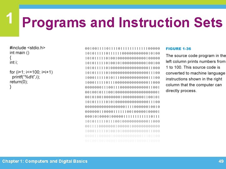 1 Programs and Instruction Sets Chapter 1: Computers and Digital Basics 49 