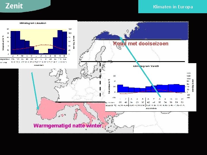 Klimaten in Europa Koud met dooiseizoen Warmgematigd natte winter 
