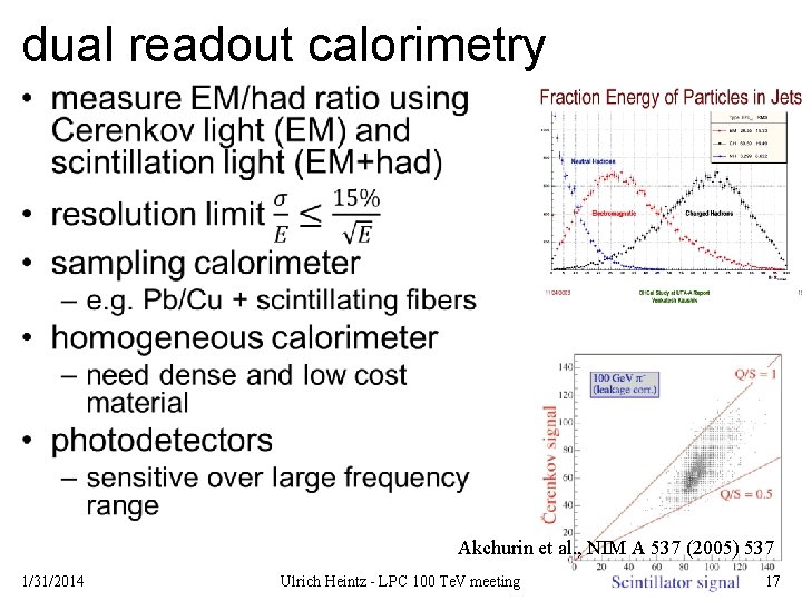 dual readout calorimetry • Akchurin et al. , NIM A 537 (2005) 537 1/31/2014