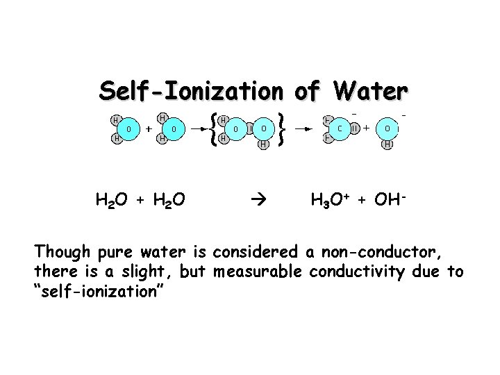 Self-Ionization of Water H 2 O + H 2 O H 3 O+ +