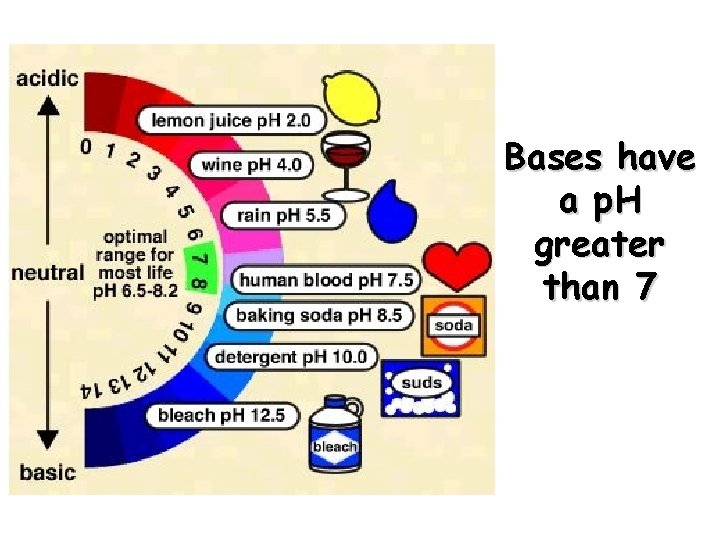 Bases have a p. H greater than 7 