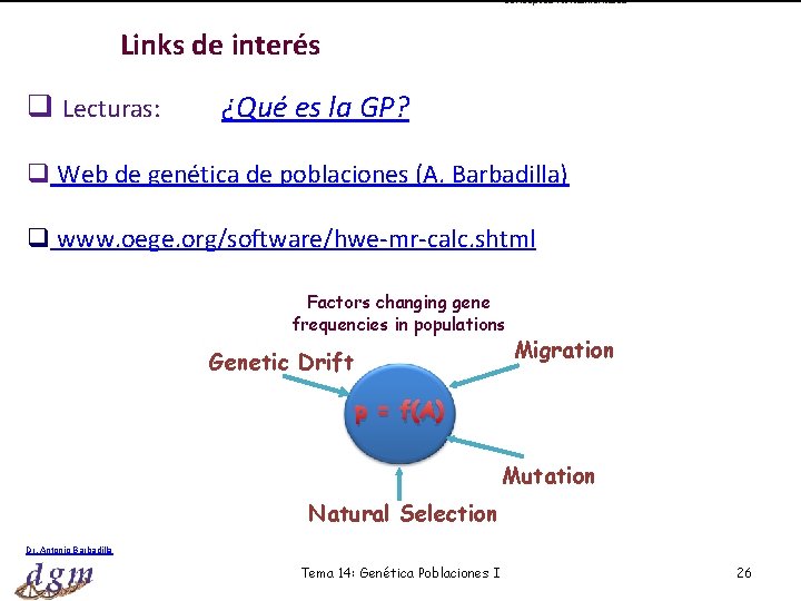 Conceptos fundamentales Links de interés q Lecturas: ¿Qué es la GP? q Web de