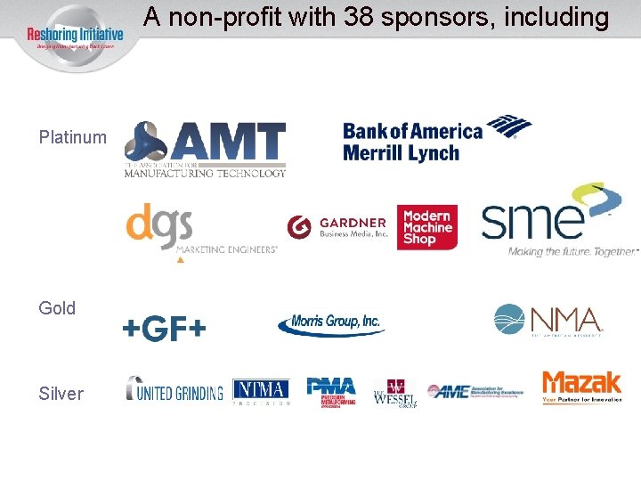 A non-profit with 38 sponsors, including Platinum Gold G Silver 