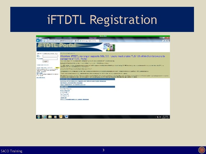 i. FTDTL Registration SACO Training 3 