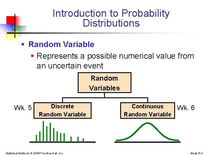 Introduction to Probability Distributions § Random Variable § Represents a possible numerical value from