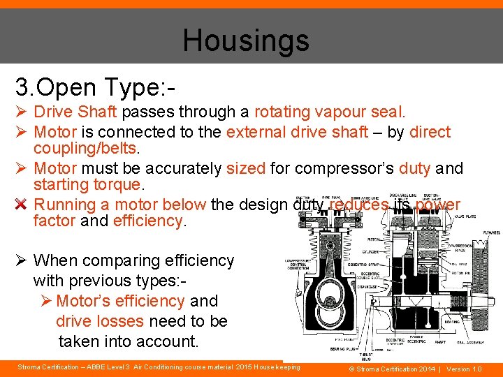 Housings 3. Open Type: Ø Drive Shaft passes through a rotating vapour seal. Ø
