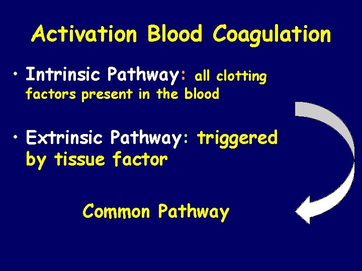 Activation Blood Coagulation • Intrinsic Pathway: all clotting factors present in the blood •
