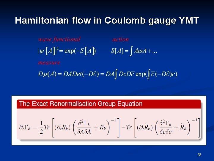 Hamiltonian flow in Coulomb gauge YMT 28 