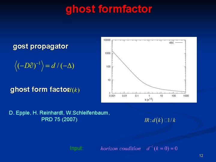 ghost formfactor gost propagator ghost form factor D. Epple, H. Reinhardt, W. Schleifenbaum, PRD