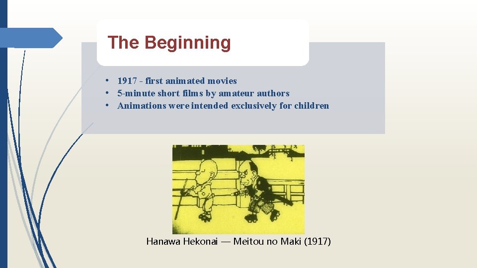 The Beginning • 1917 - first animated movies • 5 -minute short films by