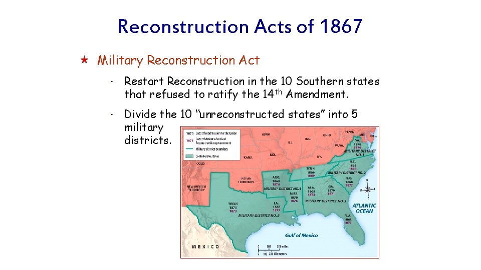 Reconstruction Acts of 1867 « Military Reconstruction Act * * Restart Reconstruction in the