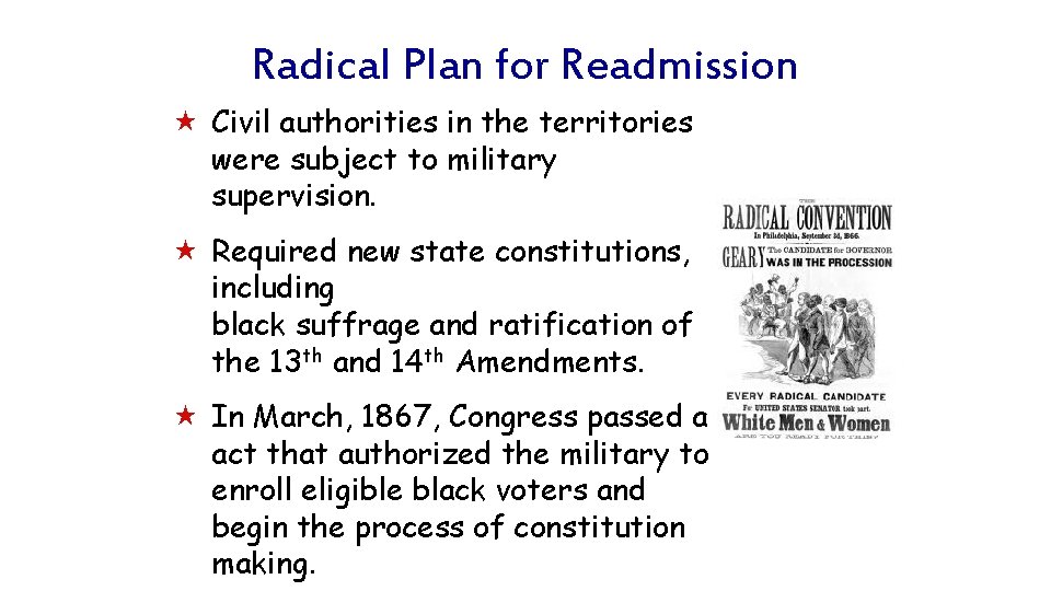 Radical Plan for Readmission « Civil authorities in the territories were subject to military