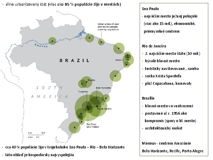 - silne urbanizovaný štát (viac ako 85 % populácie žije v mestách) Sao Paulo