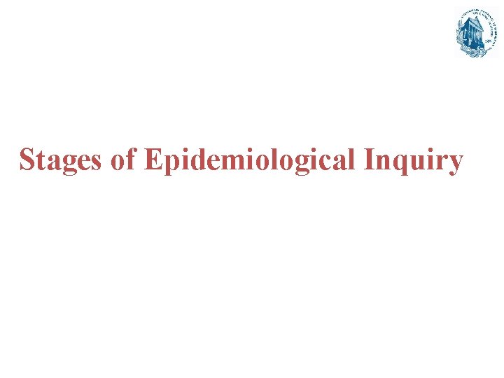 Stages of Epidemiological Inquiry 