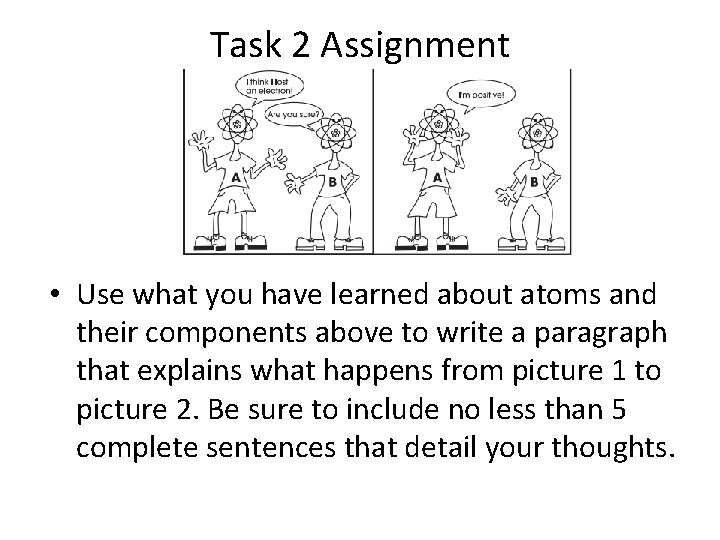 Task 2 Assignment • Use what you have learned about atoms and their components