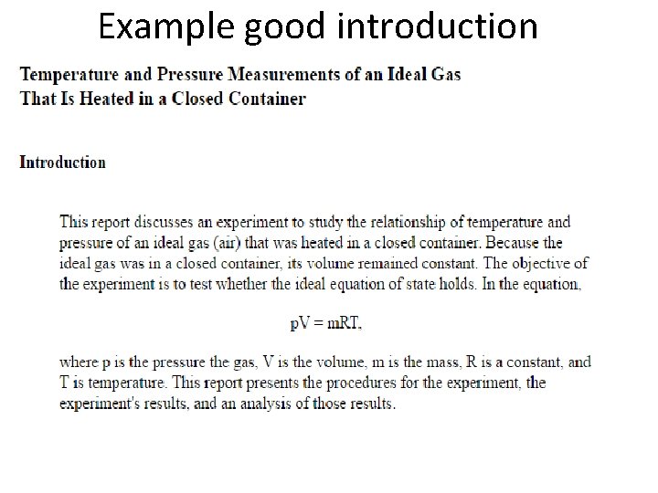 Example good introduction 