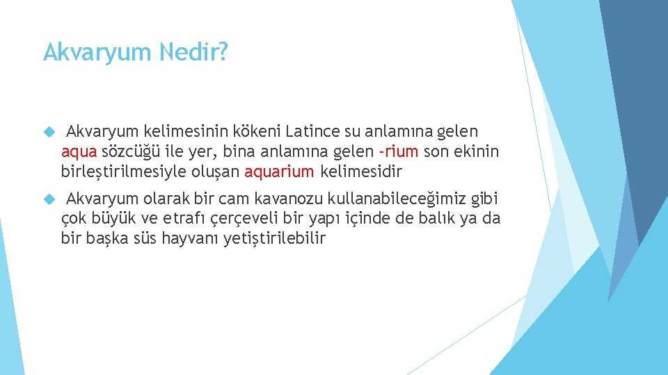 Akvaryum Nedir? Akvaryum kelimesinin kökeni Latince su anlamına gelen aqua sözcüğü ile yer, bina