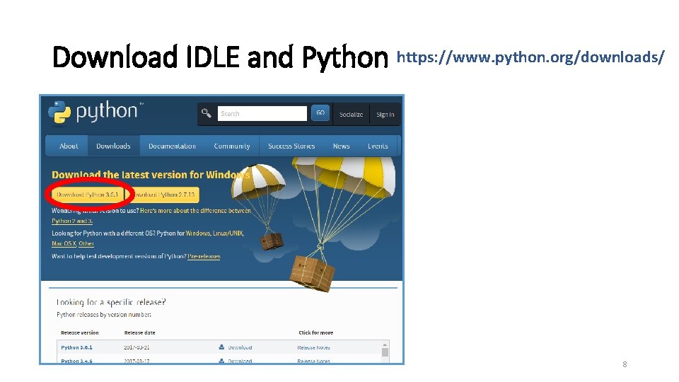 Download IDLE and Python https: //www. python. org/downloads/ 8 