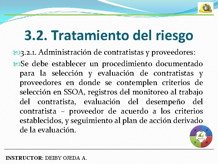 3. 2. Tratamiento del riesgo 3. 2. 1. Administración de contratistas y proveedores: Se