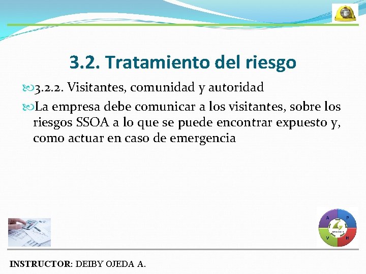 3. 2. Tratamiento del riesgo 3. 2. 2. Visitantes, comunidad y autoridad La empresa