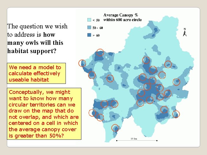 The question we wish to address is how many owls will this habitat support?