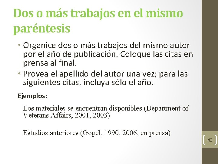 Dos o más trabajos en el mismo paréntesis • Organice dos o más trabajos