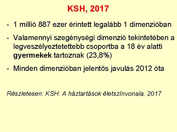 KSH, 2017 - 1 millió 887 ezer érintett legalább 1 dimenzióban - Valamennyi szegénységi