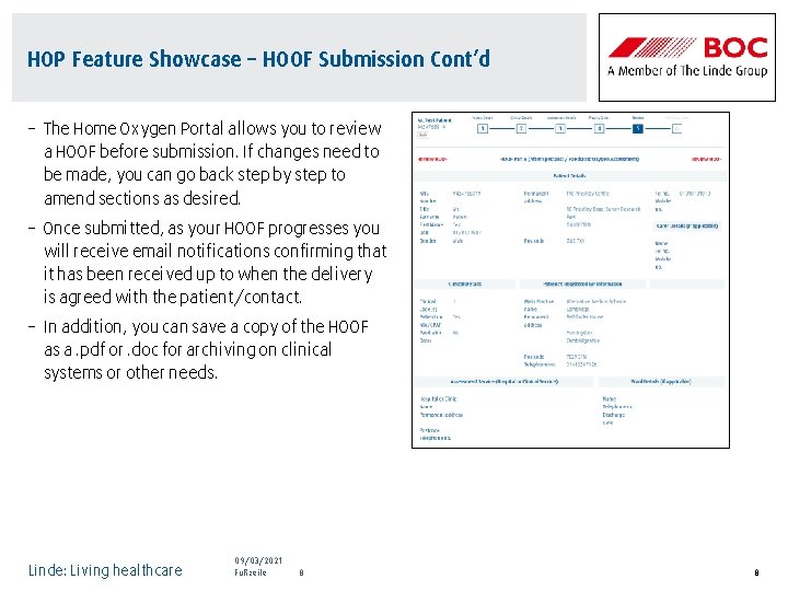 HOP Feature Showcase – HOOF Submission Cont’d – The Home Oxygen Portal allows you