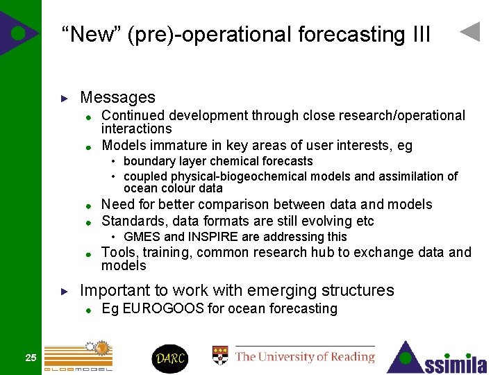“New” (pre)-operational forecasting III Messages Continued development through close research/operational interactions Models immature in