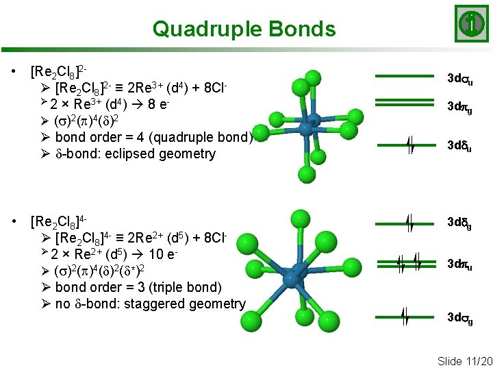 Quadruple Bonds • • [Re 2 Cl 8]2Ø [Re 2 Cl 8]2 - ≡