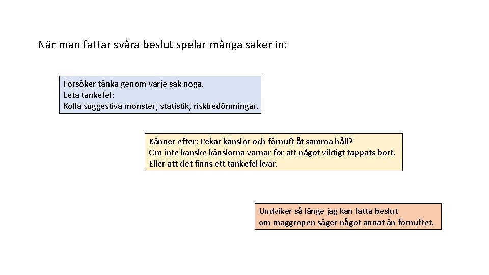 När man fattar svåra beslut spelar många saker in: Försöker tänka genom varje sak