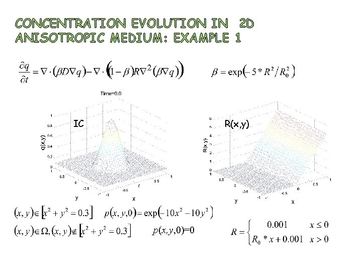 CONCENTRATION EVOLUTION IN 2 D ANISOTROPIC MEDIUM: EXAMPLE 1 IC R(x, y) p(x, y,